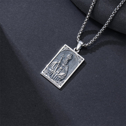 Sterling Silver Saint Anthony Saint Jude Saint Christopher   Saint Michael Amulet Religious Pendant Necklace