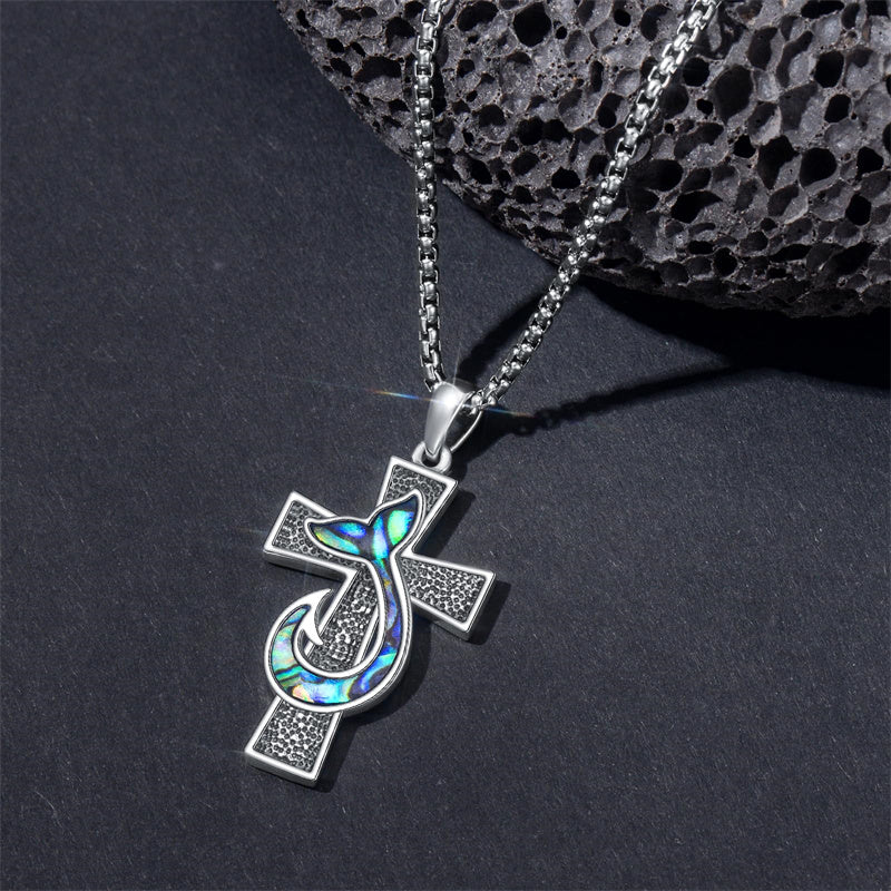 Sterling Silver Wooden Cross Pendant Necklace