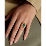 Sterling Silver Turquoise Malachite Engagement Ring for Women Western Jewelry