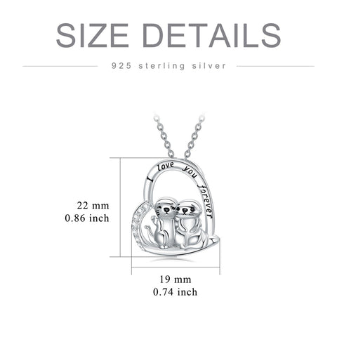 Sterling Silver Koala Raccoon Fox Otter Pendant   Necklace