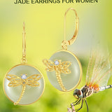 14K Gold Plated Natural Jade  Earrings for Women Good Fortune Jewelry Birthday Mother's Day Gifts