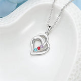 10K 14K 18K Gold Personalized 3 Birthstone Engraved Heart Pendant Necklace