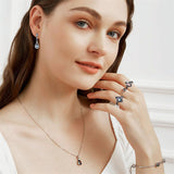 Copper Created Opal Amethyst Rainbow CZ Marquise Ring for Women