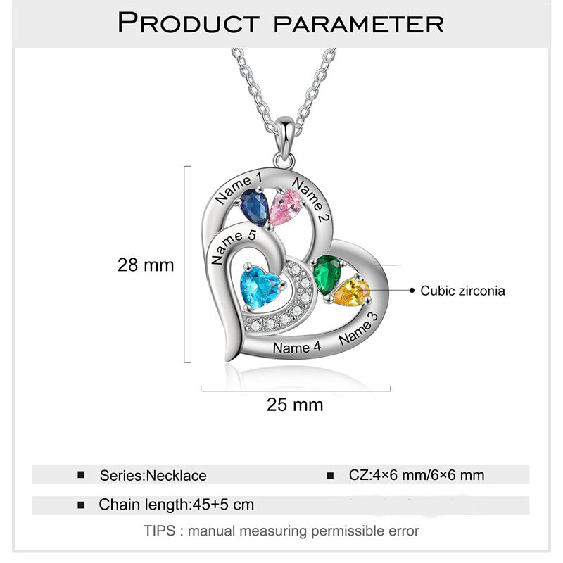 Sterling Silver Personalized Name Birthstone Mothers Necklace for Women