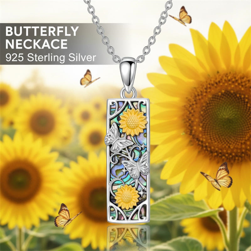 Sterling Silver Abalone Shell Bar Cardinal Bee Butterfly Hummingbird Dragonfly Phoenix Pendant Necklace for Women
