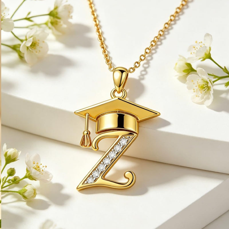 Initial  Graduation 14K Gold Plated Inspiring Grad Pendant Necklace Graduations Jewelry Gifts