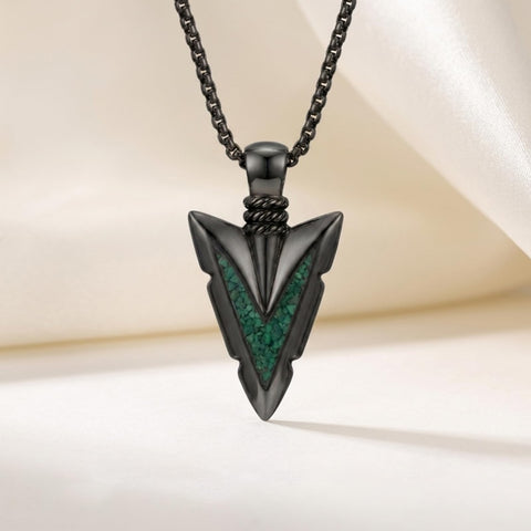 Malachite Turquoise Arrow Pendant Necklace for Men