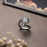 Sterling Silver Wolf Adjustable Spoon Ring
