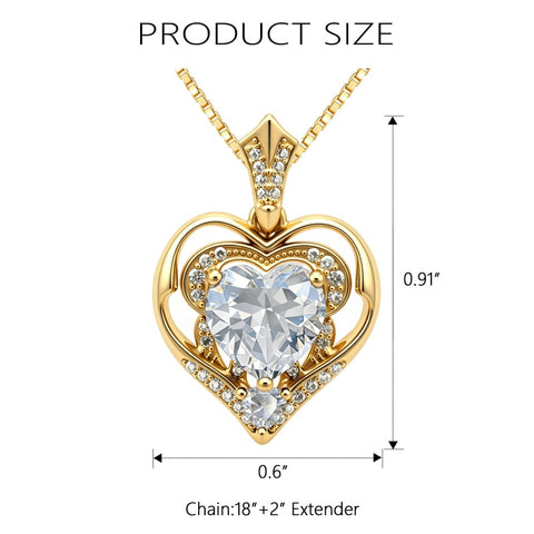 14K Gold Plated Birthstone Double Heart Pendant Necklace Love Jewelry Anniversary Birthday Mother's Day Valentine's Day Gift