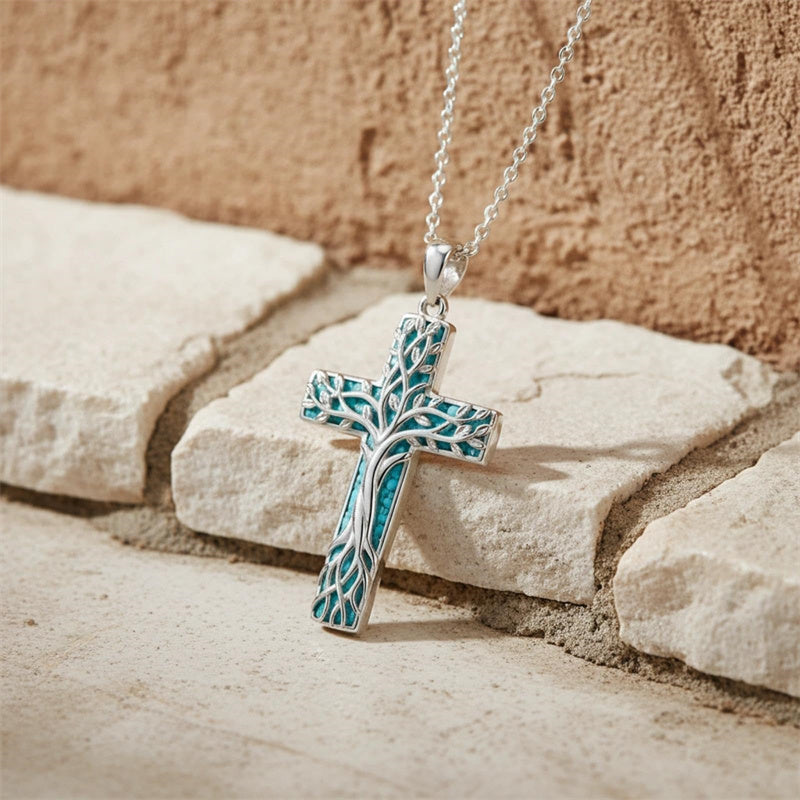 Sterling Silver Cross Pendant Necklace for Women Southwestern Cross Jewelry Gifts