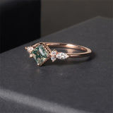 Green Moss Agate Rings 1Gold Rose Gold Three Stone Engagement Ring in 925 Sterling Silver Women's Gold Ring Gifts for Her