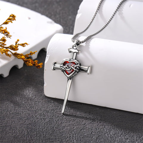 Sterling Silver Star Of David  Cross Pendant Necklace