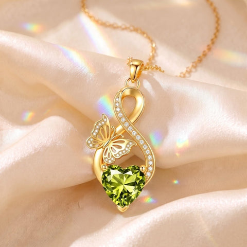14K Gold Plated Infinity Birthstone  Butterfly Cross Necklace for Women