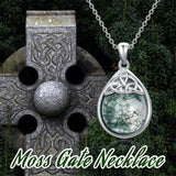 Sterling Silver Moss Agate Labradorite Moonstone Opal Turquoise Celtic Knot  Pendant Necklace