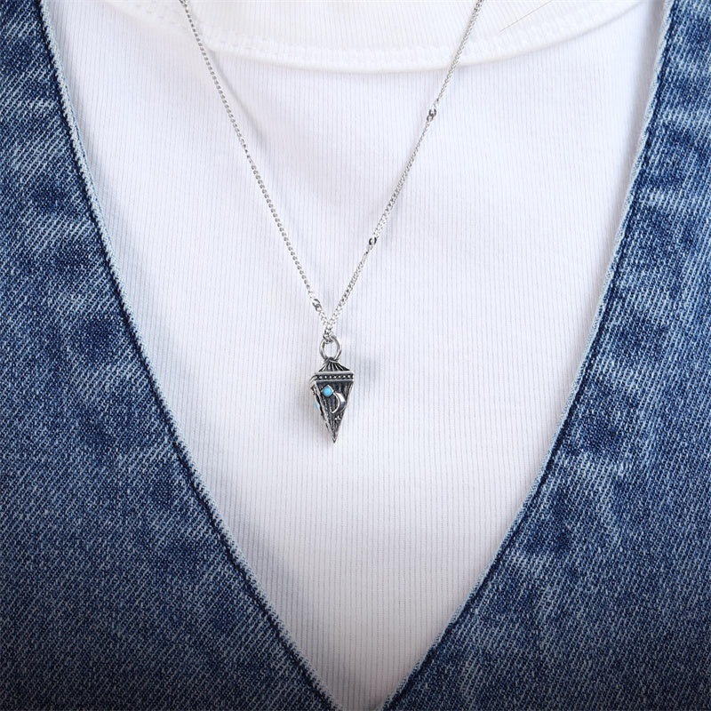 Sterling Silver Turquoise Cone Sunflower Tree of Life Pendant Necklace
