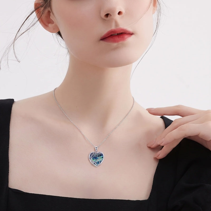Sterling Silver Tree of Life Heart Shaped Horse Cat Dragonfly Butterfly Hummingbird Pendant Necklace