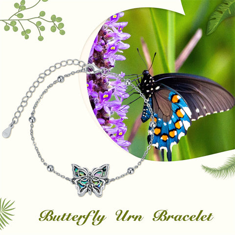 Butterfly Urn Bracelet for Ashes for Women Sterling Silver Cremation Butterfly Jewelry for Women