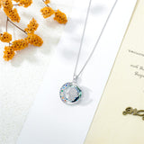 Sterling Silver Crystal Triple Moon Goddess Hamsa Hand Lotus Tree of Life Flower of Life Chakra Pendant Necklace