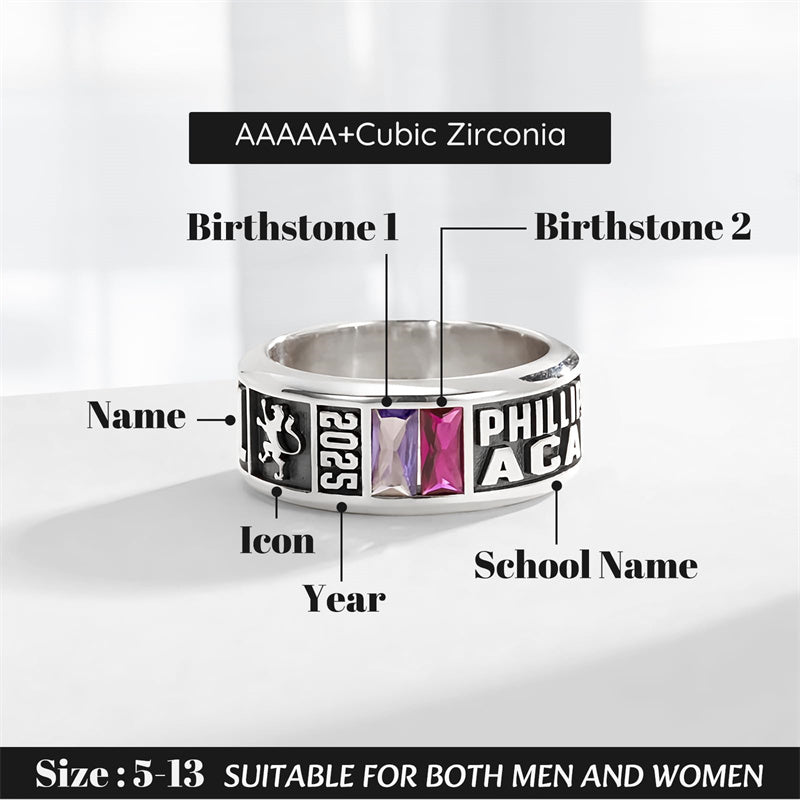 Sterling Silver Custom High School College University Graduation Ring