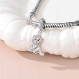 Sterling Silver Cubic Zirconia Yorkshire Boston Terrier Chihuahua Dachshund  Bead Charms