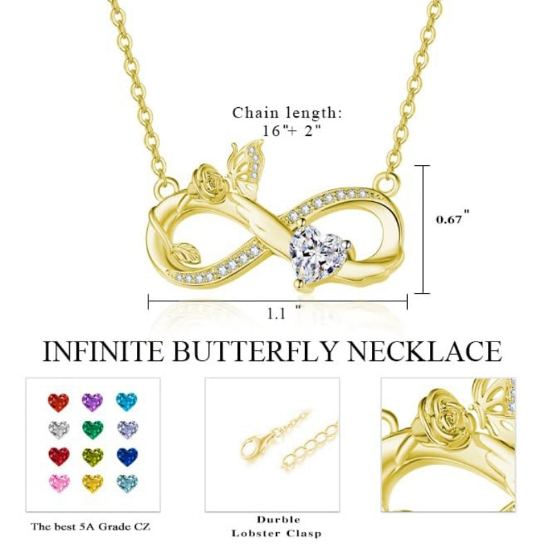 14K Gold Plated Birthstone Butterfly Necklace for Women Ideal Gift for Anniversary Christmas Birthday