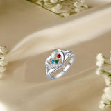 10K 14K 18K Gold Personalized 1-6 Stones Engraved Heart Mother Ring for Mother's Day
