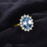 14K Yellow Gold Plated Birthstone Halo Engagement Rings for Women