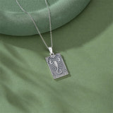 Sterling Silver Tarot Card 12 Zodiac Sign Pendant Necklace