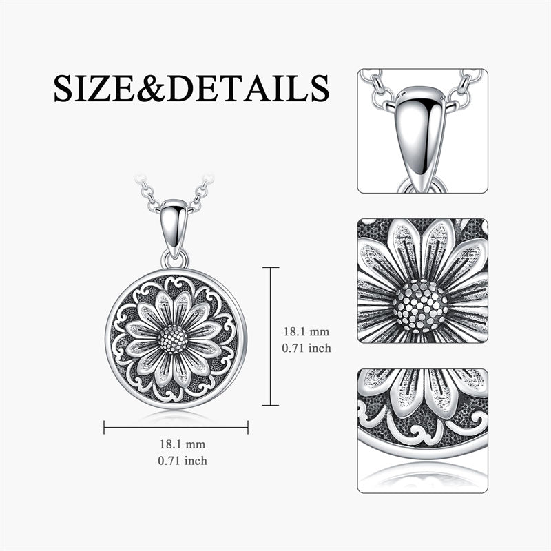 Sterling Silver Personalized Photo &Engraved Round Photo Necklace