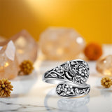 Sterling Silver Oxidized Dragonfly Butterfly Hummingbird Sea Turtle Anchor Cross Tree of Life Sunflower Spoon Ring