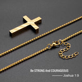 14K Gold Plated Bible Verse American Flag Cross Necklac for Men