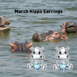 Sterling Silver Birthstone Otter Hippo Stud Earrings
