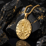 14K Gold Plated Saint Medal Christian  Pendant Necklace for Men