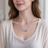 Sterling Silver Turquoise & Zirconia Infinity  111 222 333 444 777 Angel Number Pendant Necklace for Women