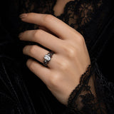 Sterling Silver 10K 14K 18K Gold Custom Engraved  Moissanite Gothic Ring for Women Halloween Gift