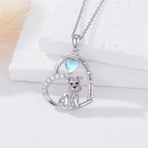 Sterling Silver Pitbull Yorkie Schnauzer Pendant Necklace Gifts for Women