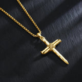 14K Gold Plated Cross Pendant Necklace Protection Jewelry Religious Gift
