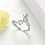 Sterling Silver  Moonstone Snake Fox Cat Octopus Wolf Ring