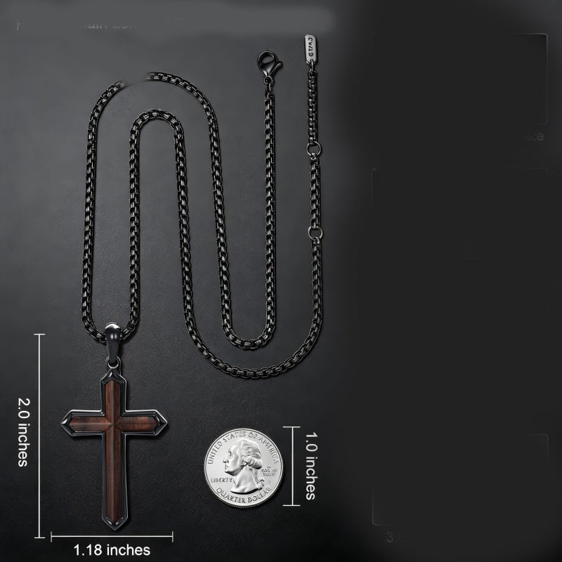 14K Gold Plated Wooden Cross Necklace  Christian Jewelry Gifts for Men