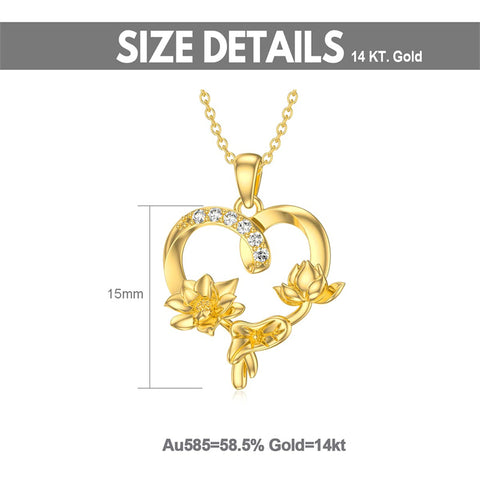 14k Gold Birth Flower Pendant Necklace