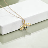 14K Yellow Gold Honey Bee Jewelry for Women Bee Necklace Fine Gold Pendant Gifts for Her