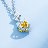 14K Solid White Gold Gemstone Pendant with Sterling Silver Chain Heart Birthstone Necklace Anniversary Gift