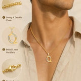 Cubic Zircon 14K Gold Plated Initial Letter A-Z Pendant Necklace