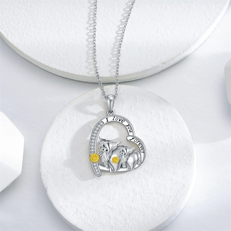 Highland Cow Necklace Anklet for Women 925 Sterling Silver Cow Crystal Necklace main image 0