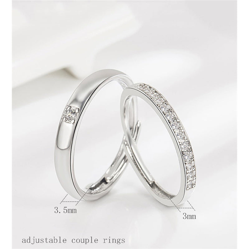 Copper Cubic Zirconia Cubic Adjustable Couple Rings