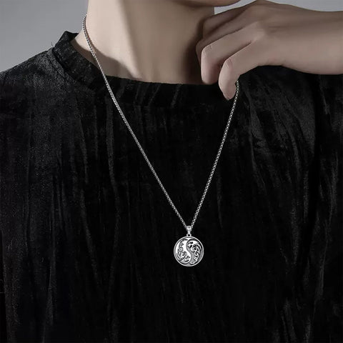Sterling Silver Yin Yang Wolf Dragon Scorpion Tiger Wolf Phoenix Pendant Necklace