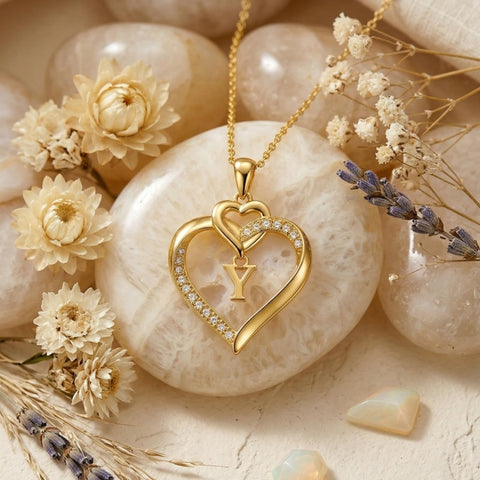 Heart Initial A-Z Pendant Necklace for 14K Gold Plated Women Initials Jewelry Gifts