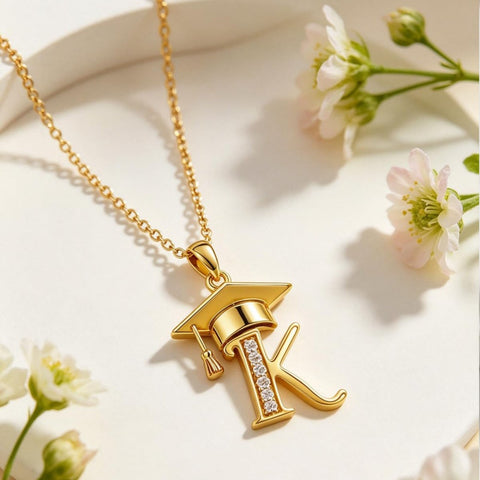 Initial  Graduation 14K Gold Plated Inspiring Grad Pendant Necklace Graduations Jewelry Gifts