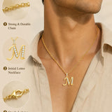 Cubic Zircon 14K Gold Plated Initial Letter A-Z Pendant Necklace