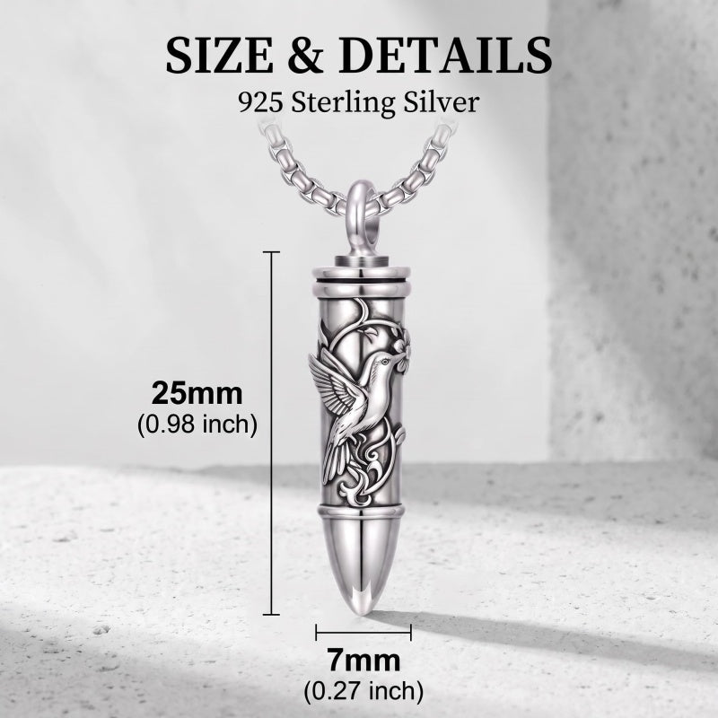 Sterling Silver Animal Angel Wings Pet Jesus Bullet Urn Necklaces for Ashes for Men
